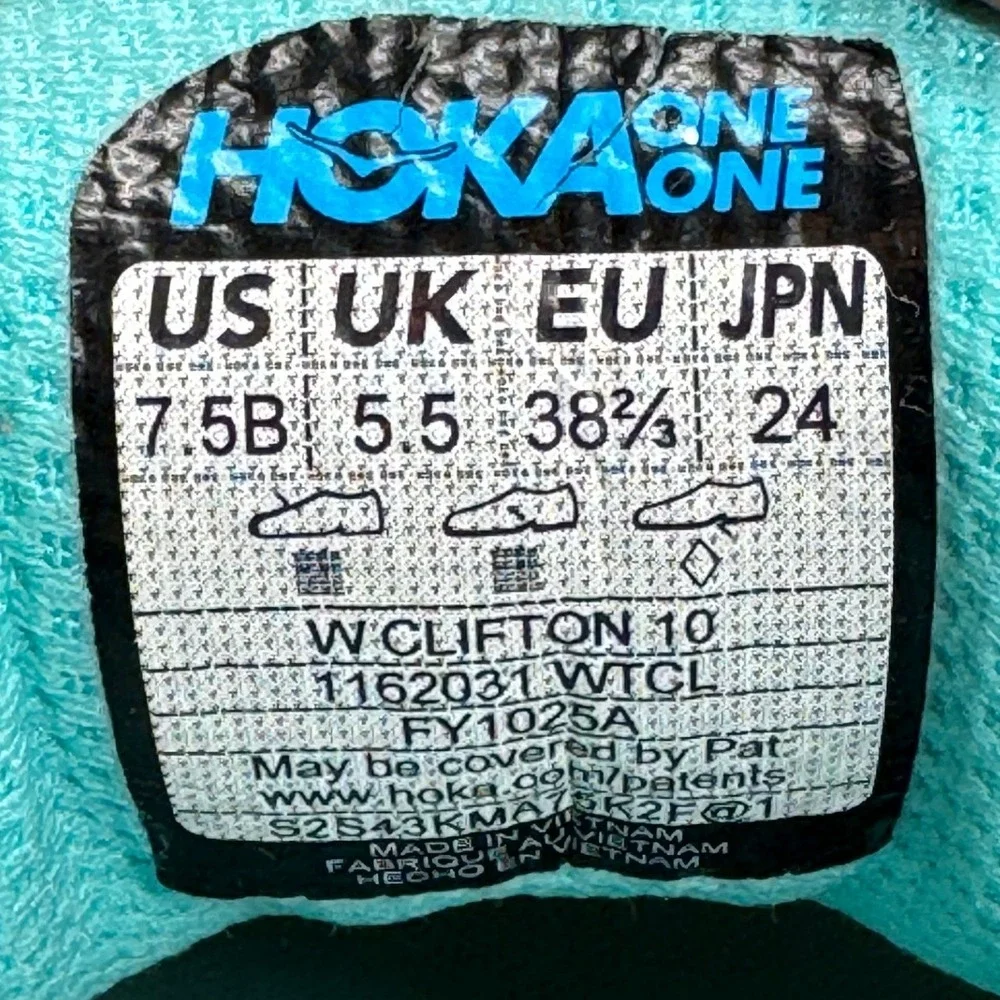 Hoka Womens Clifton 10 7.5 White Blue Athletic Shoes 1162031WTCL